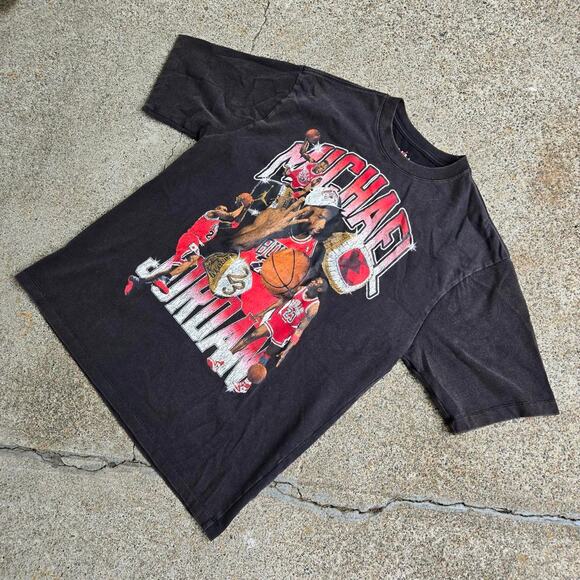 Vtg Y2k JORDAN BRAND Michael Jordan Montage Graphic NBA Tee Shirt Lg Fit - Picture 2 of 6